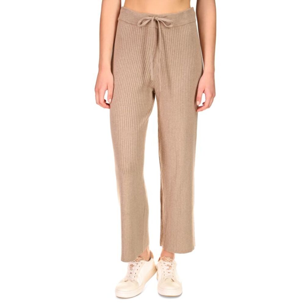 Sanctuary Cotton Ribbed Drawstring Pants In Heather Truffle XXS
